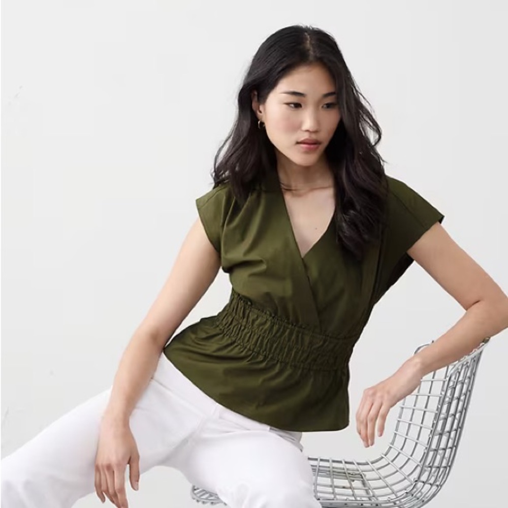 Banana Republic Olive Green Gathered Blouse